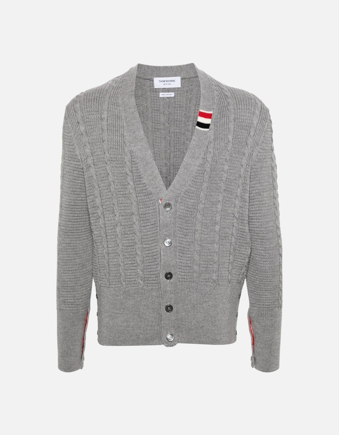 Merino Wool RWB Stripe Cardigan Grey, 6 of 5