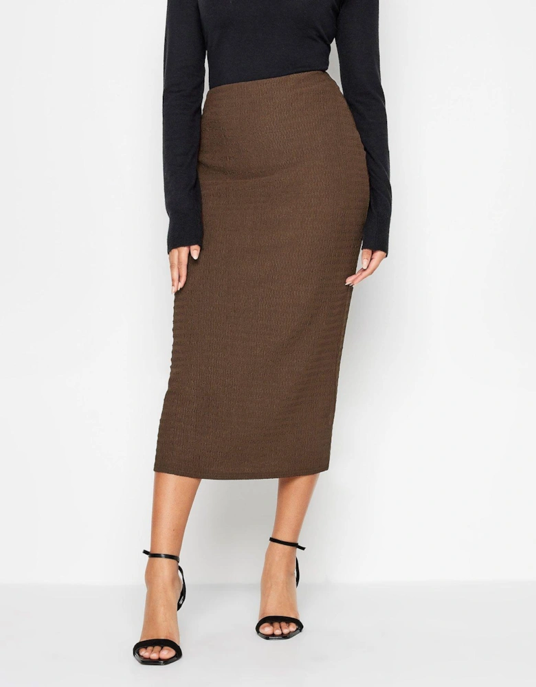 Brown Textured Tube Skirt