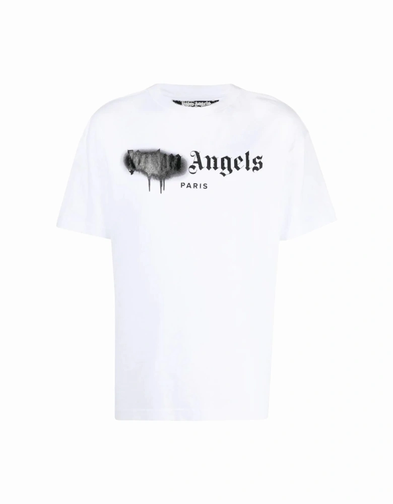 Paris Black Sprayed Logo T-Shirt in White