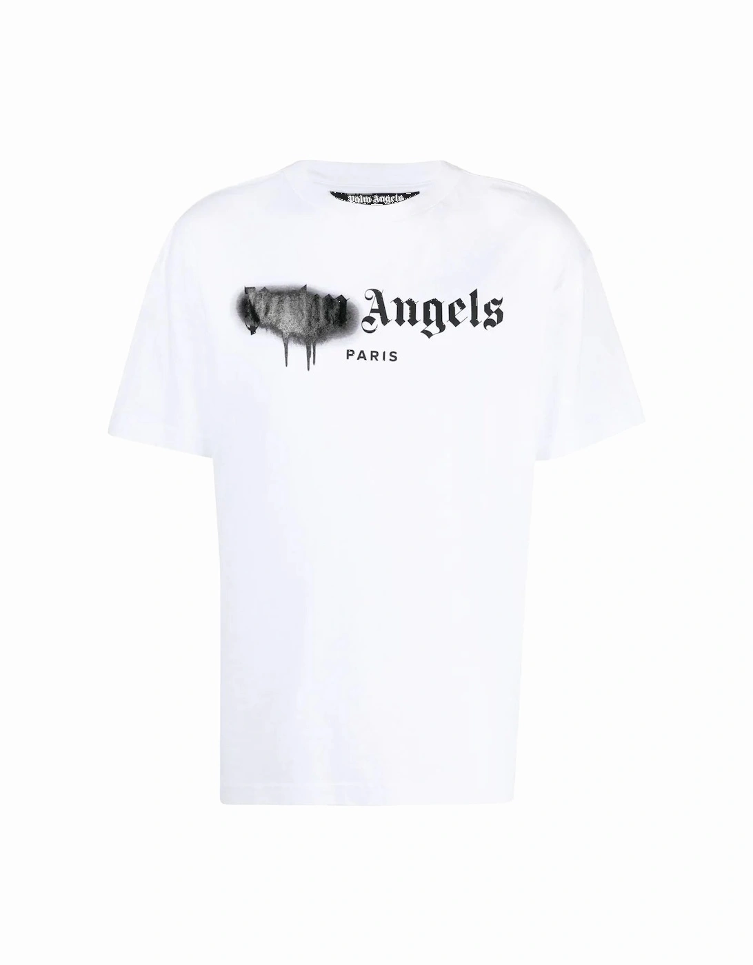 Paris Black Sprayed Logo T-Shirt in White, 6 of 5