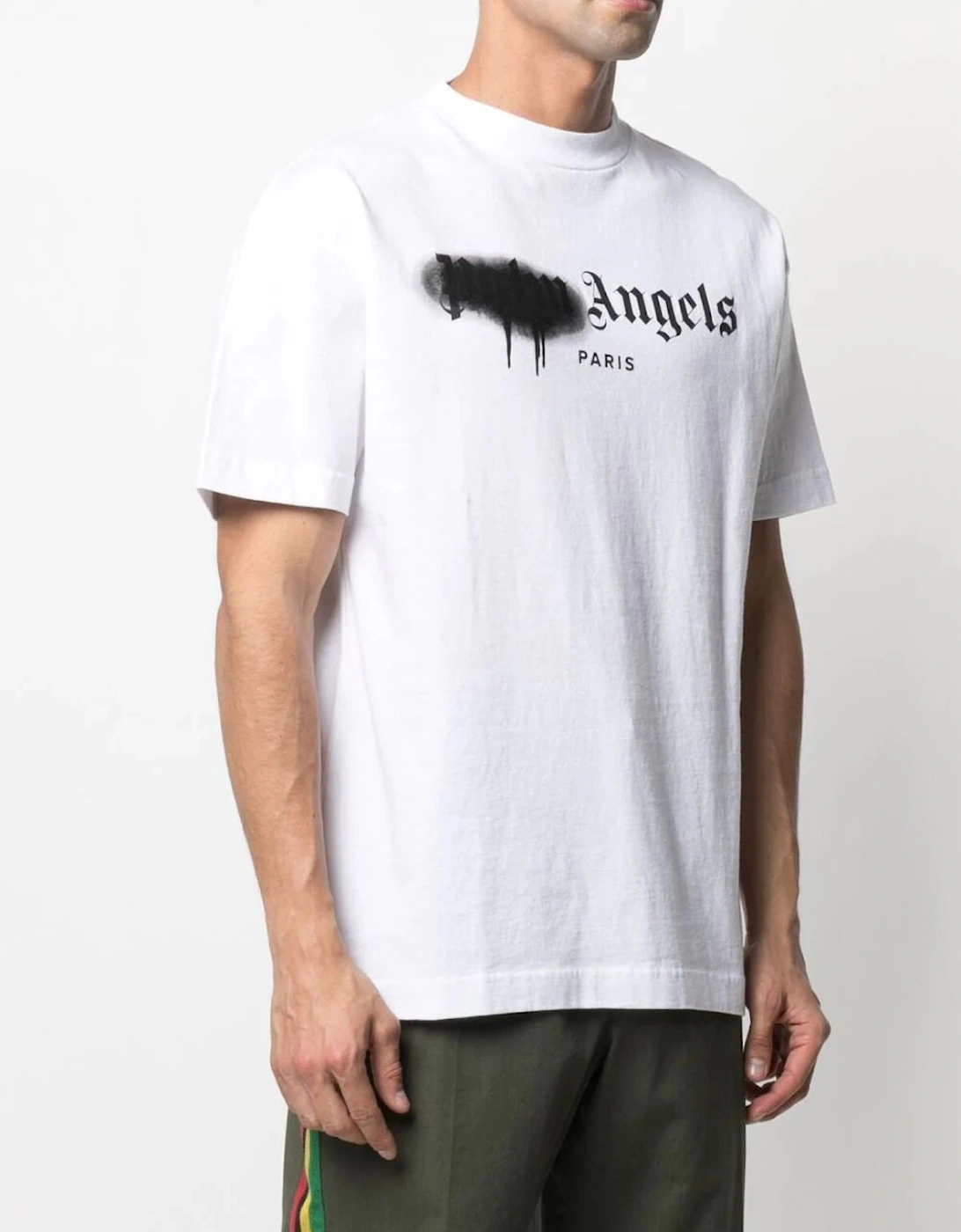 Paris Black Sprayed Logo T-Shirt in White