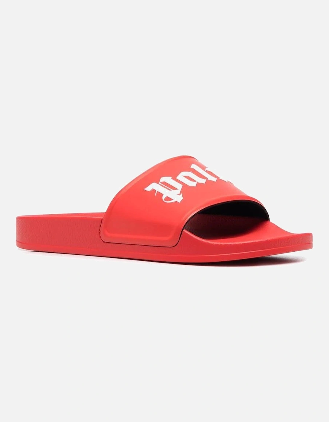 Logo Print Pool Sliders in Red