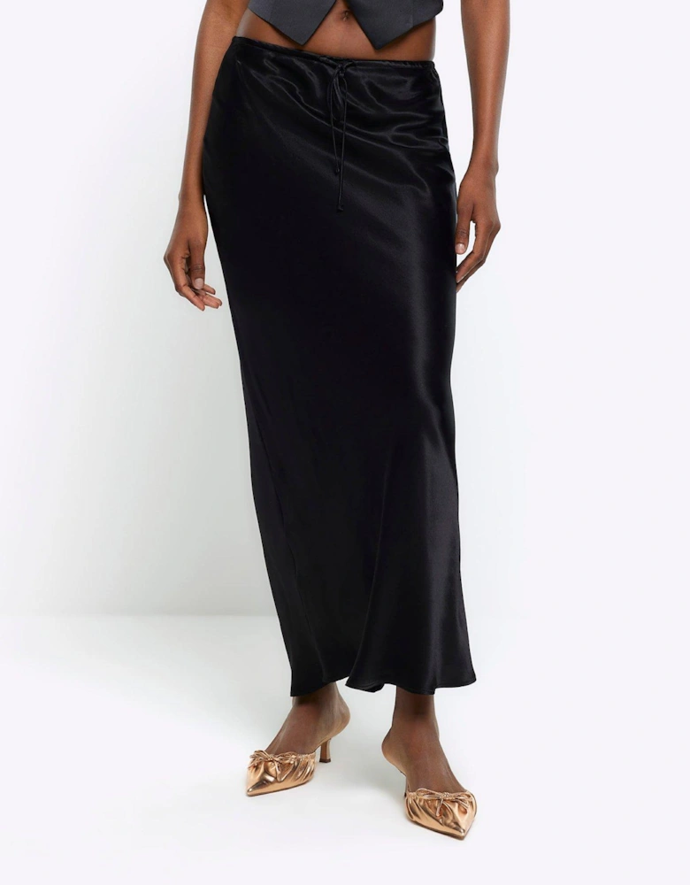 Tie Waist Bias Skirt - Black