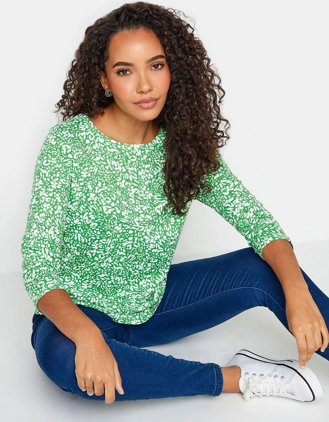 Green And Ivory Markings Print Crew Neck, 2 of 1