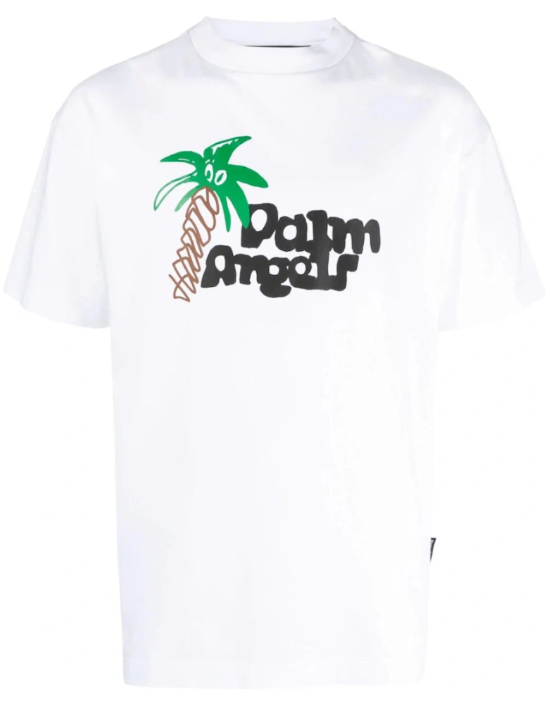 Sketchy Palm Tree Print Classic T-Shirt in White