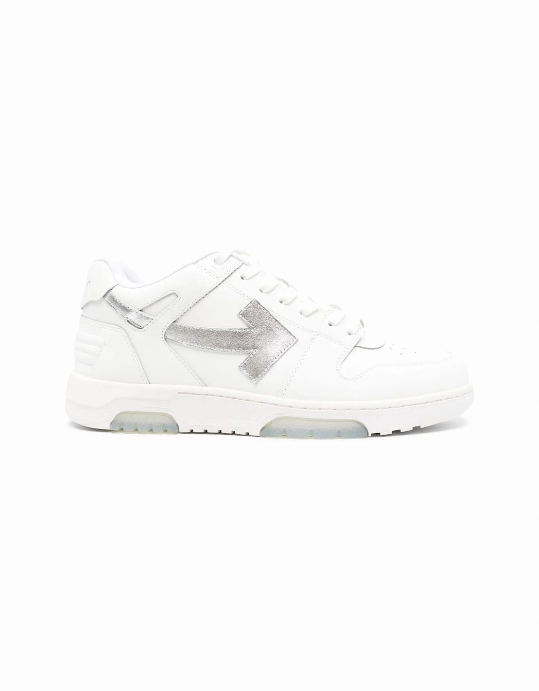 Out of Office Leather Trainers in White/Silver, 5 of 4