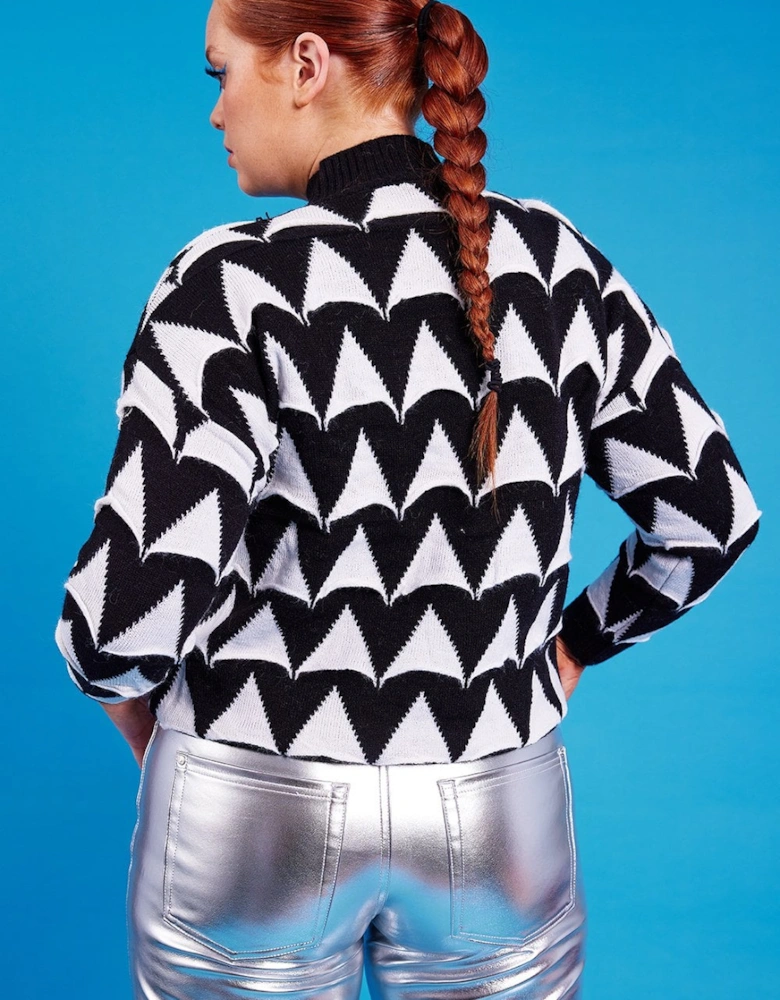 Monochrome Geometric Cashmere Jumper