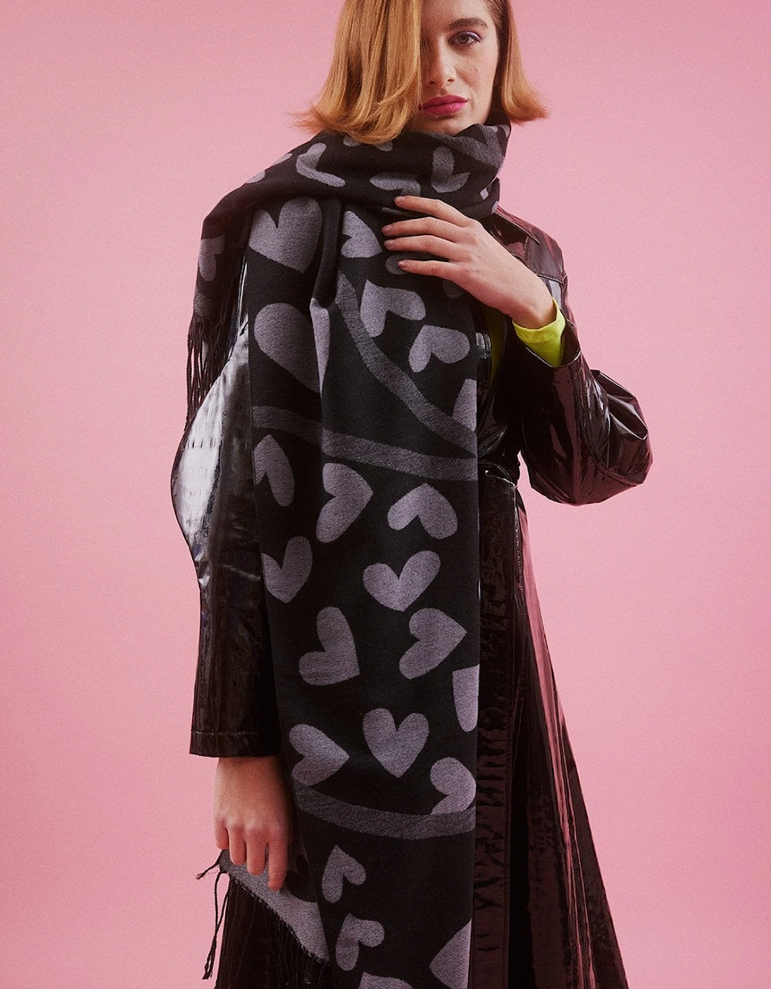 Grey and Black Love heart Cashmere