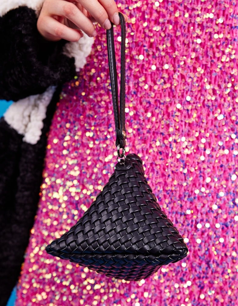 Leather Hand Woven Pyramid Bag
