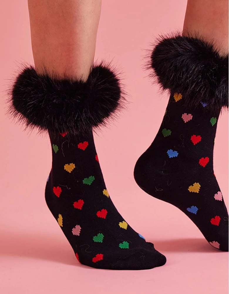 Black Love Heart Socks