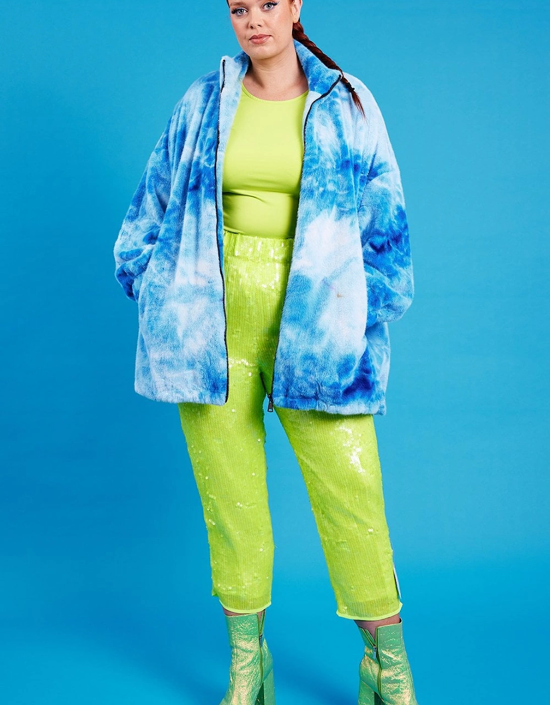 Blue Tie Dye Oversized Coat