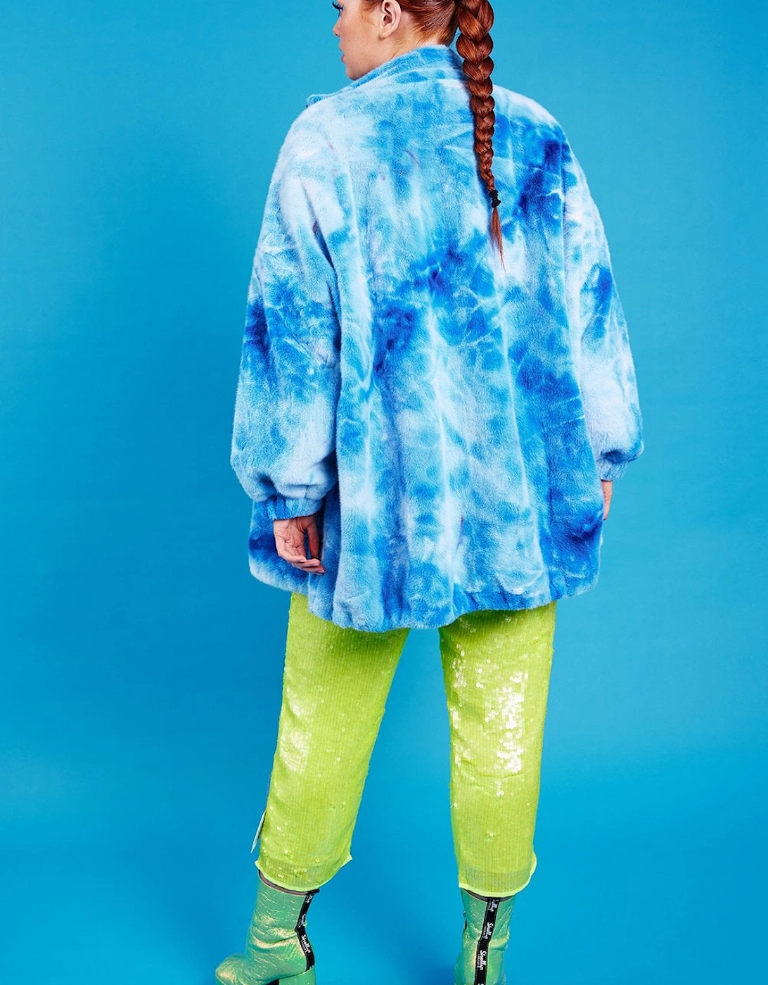 Blue Tie Dye Oversized Coat