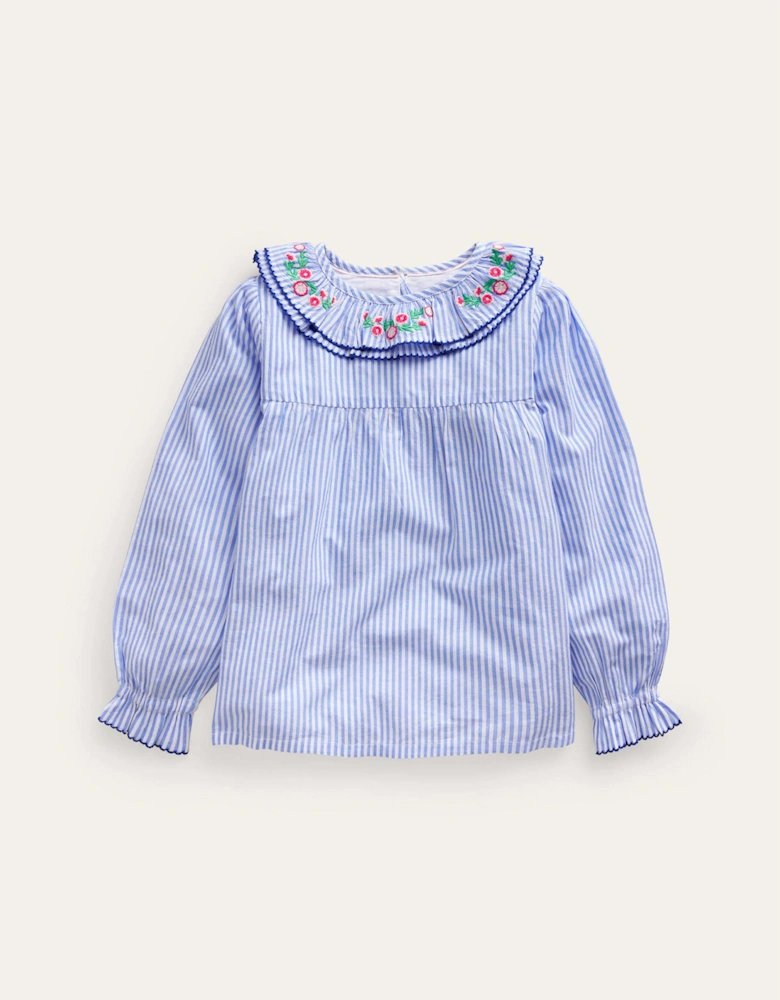 Embroidered Collar Top