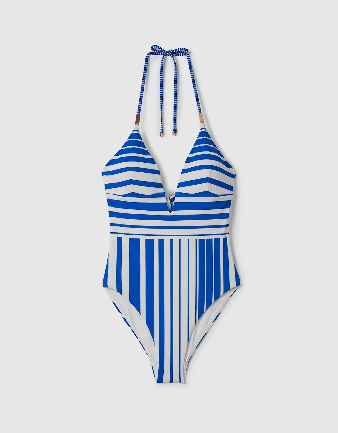 Striped Plunge Neck Swimsuit, 2 of 1