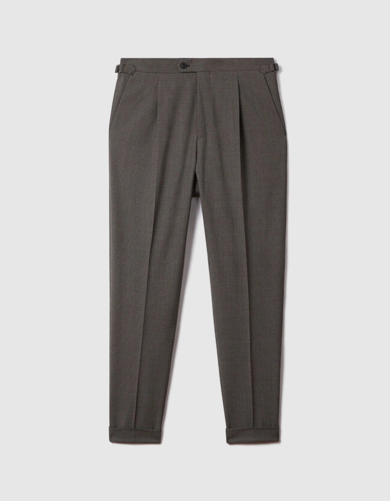 Slim Fit Wool Blend Puppytooth Trousers