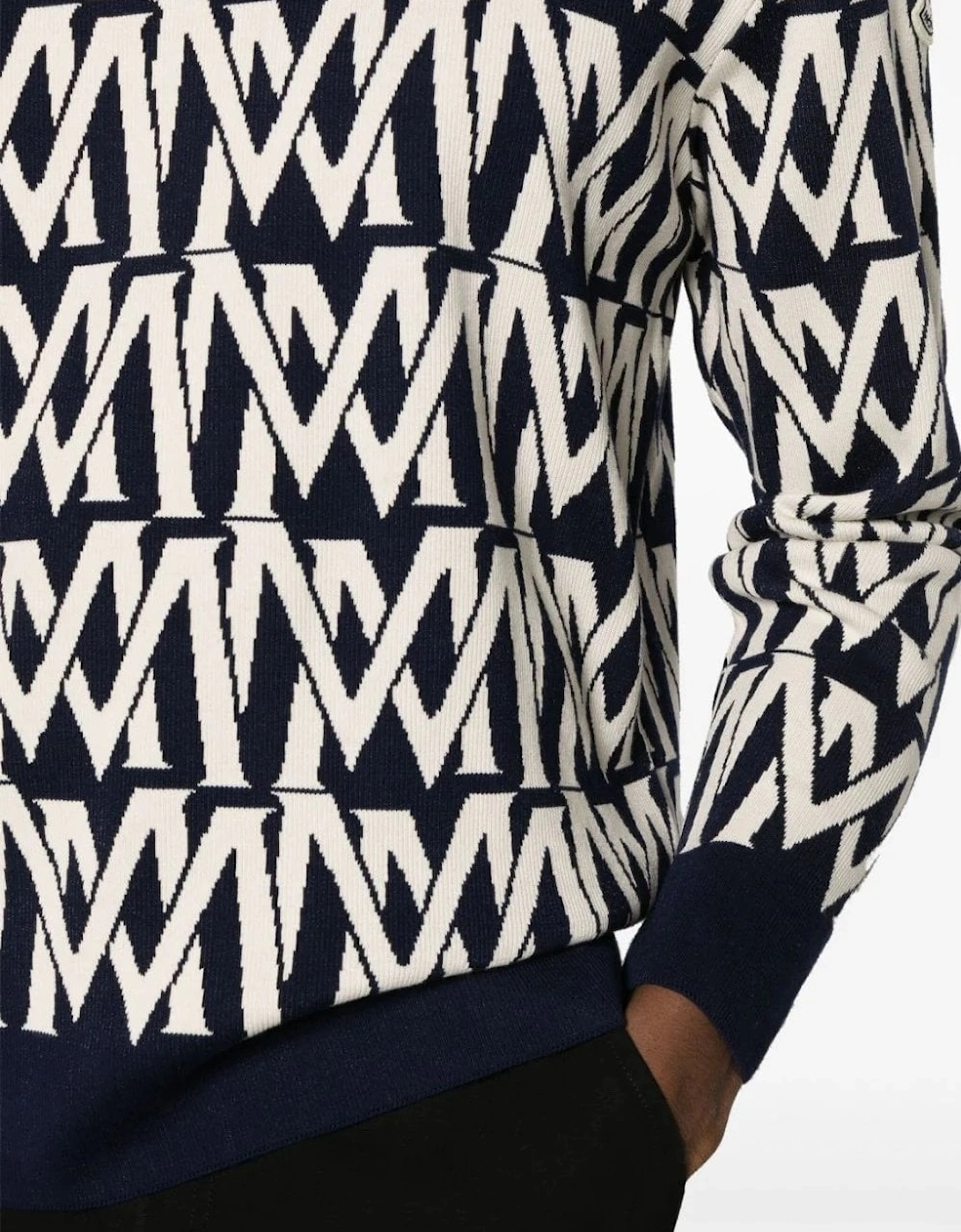 All Over Woven Logo Sweater Navy