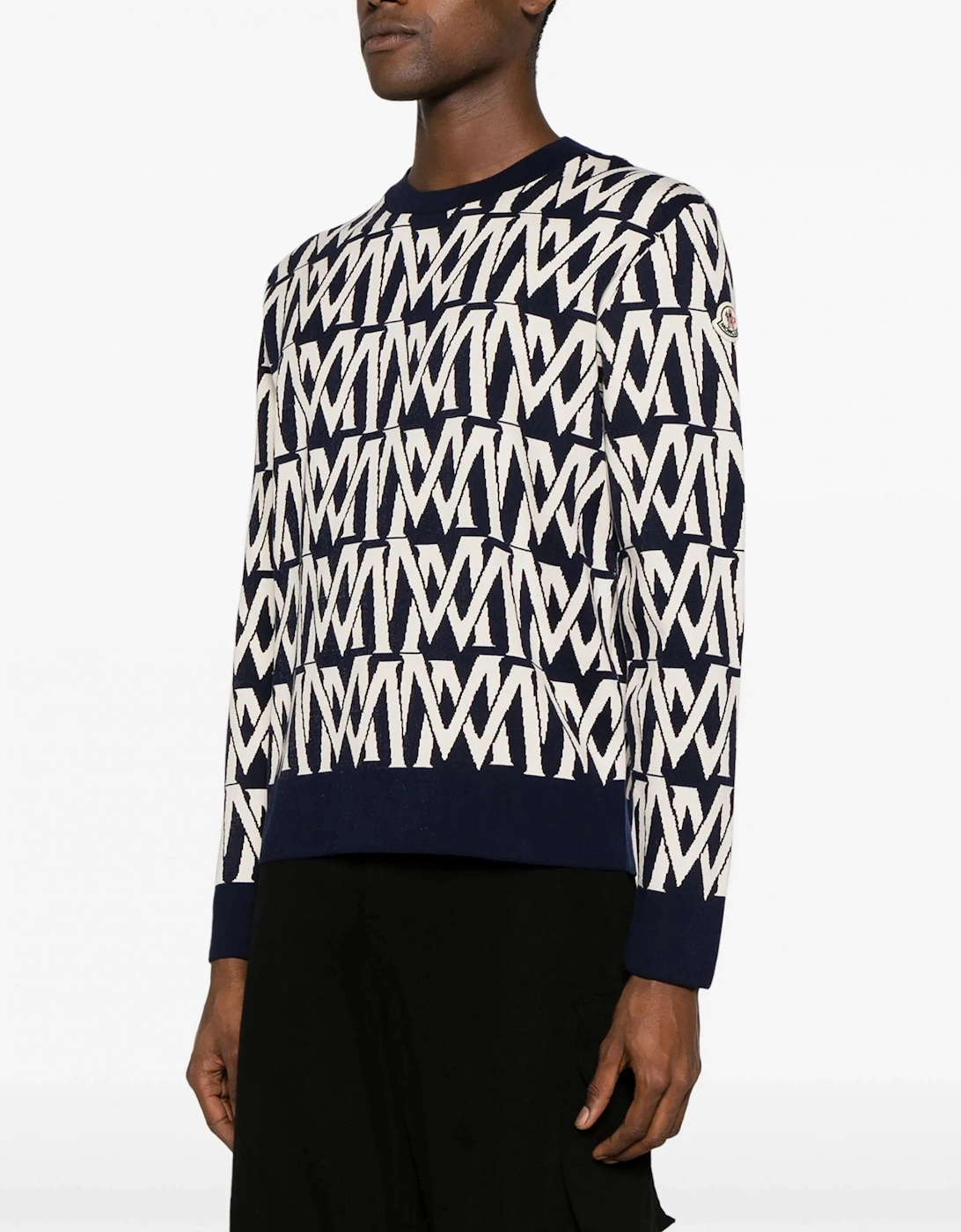 All Over Woven Logo Sweater Navy