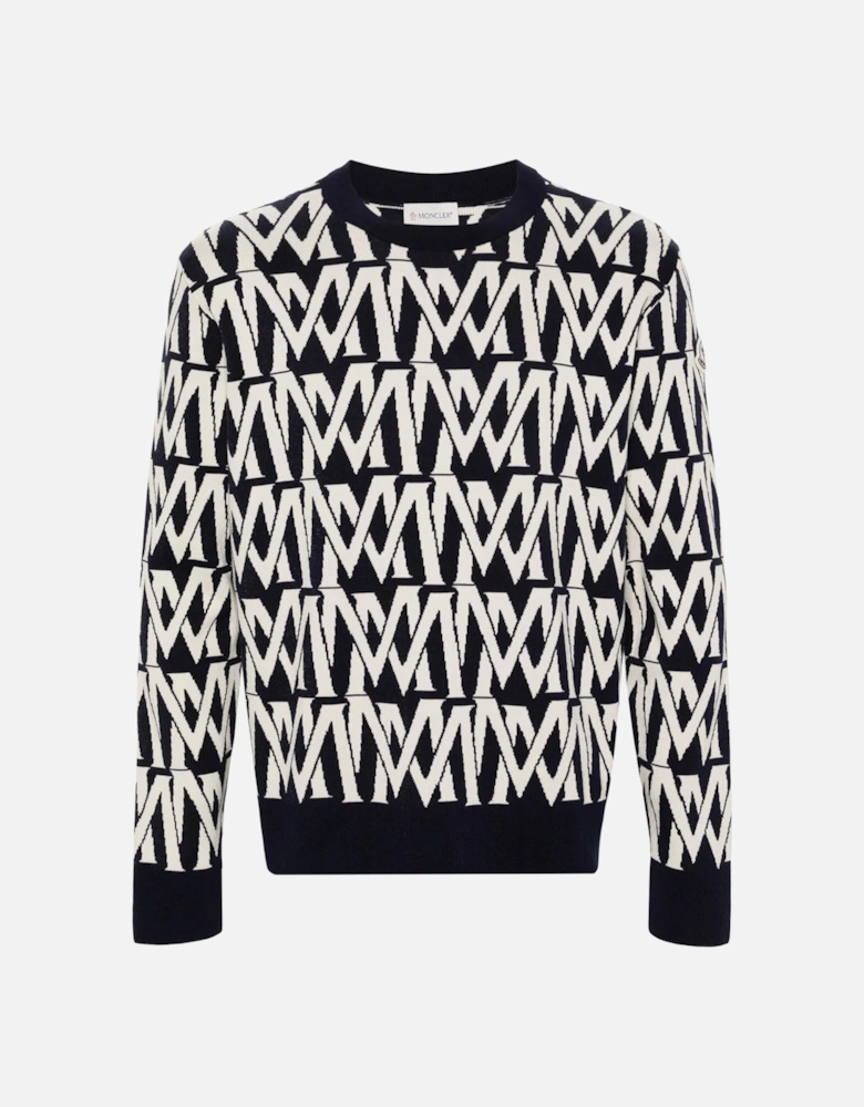 All Over Woven Logo Sweater Black