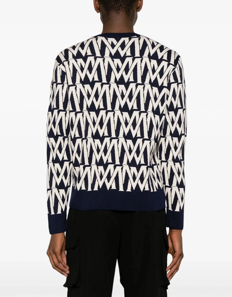 All Over Woven Logo Sweater Navy