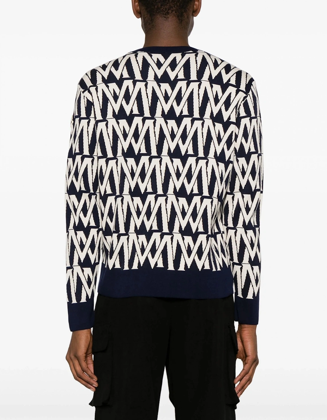 All Over Woven Logo Sweater Navy