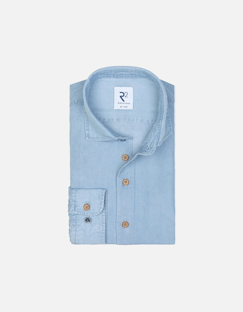 Casual Soft Collar Shirt Light Denim