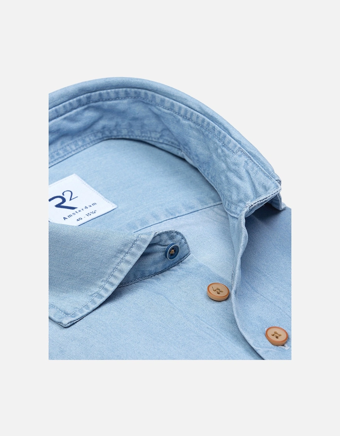 Casual Soft Collar Shirt Light Denim