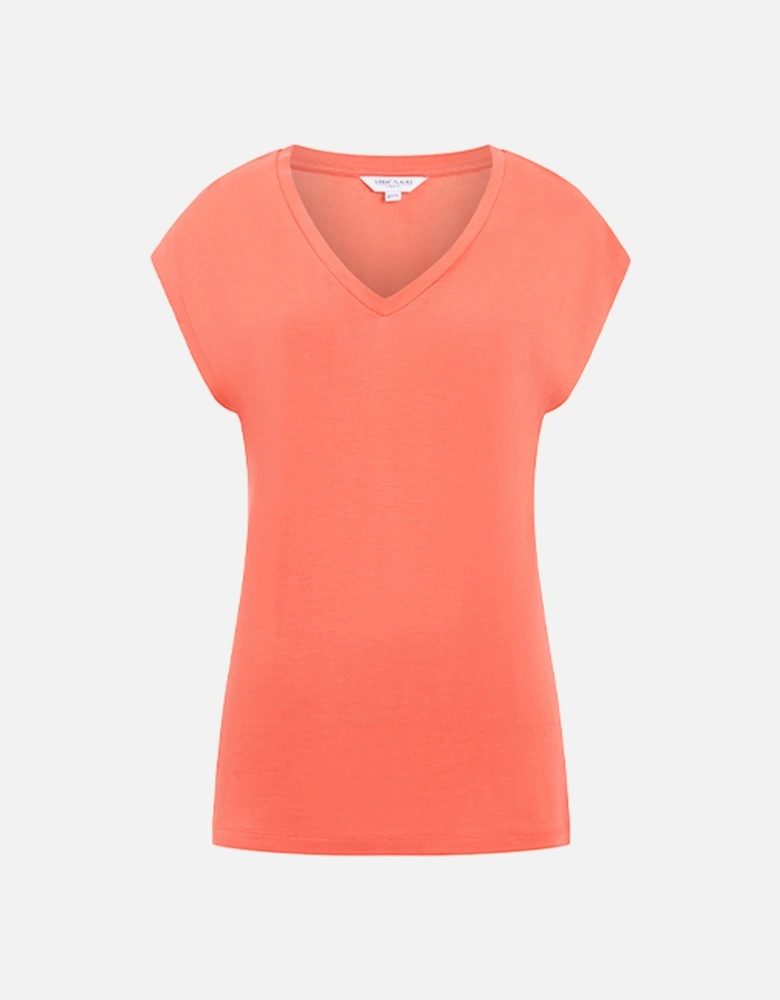 Great Plains Women's Soft Touch Jersey V Neck Top Hot Coral