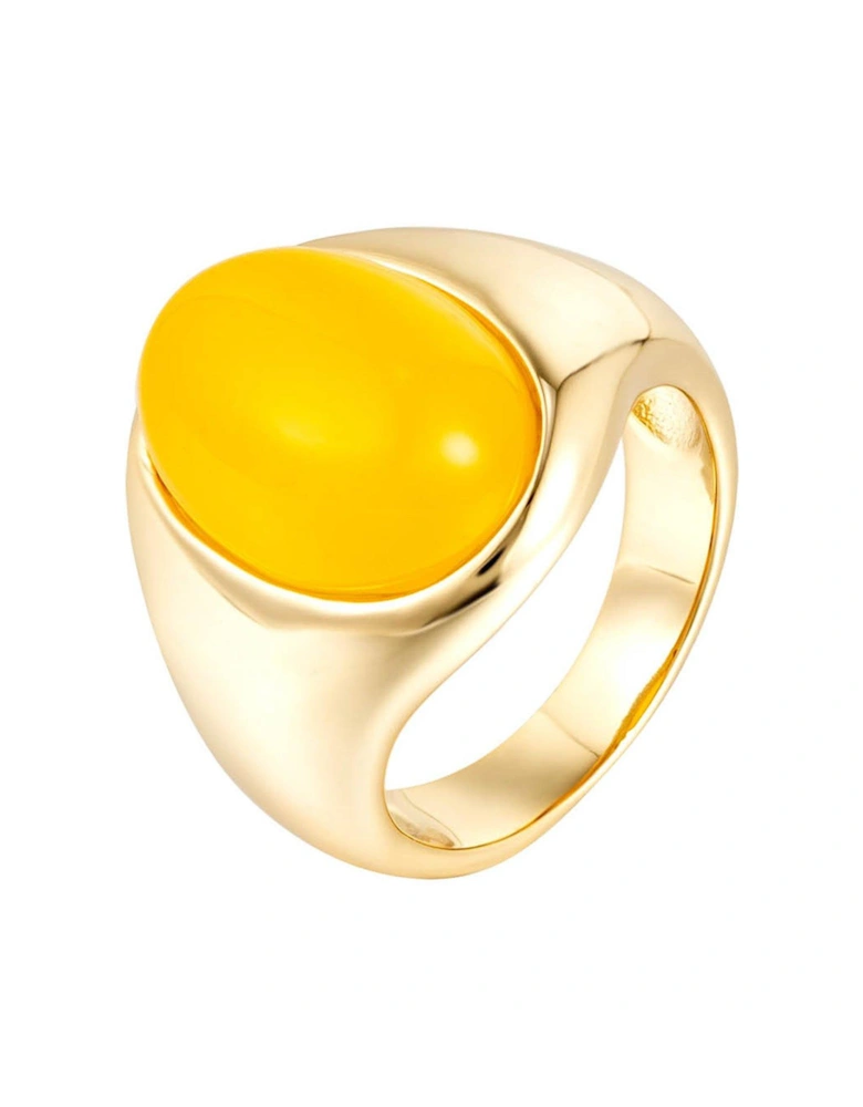 18ct Gold Plated Sterling Silver Citrine Oval Signet Style Ring