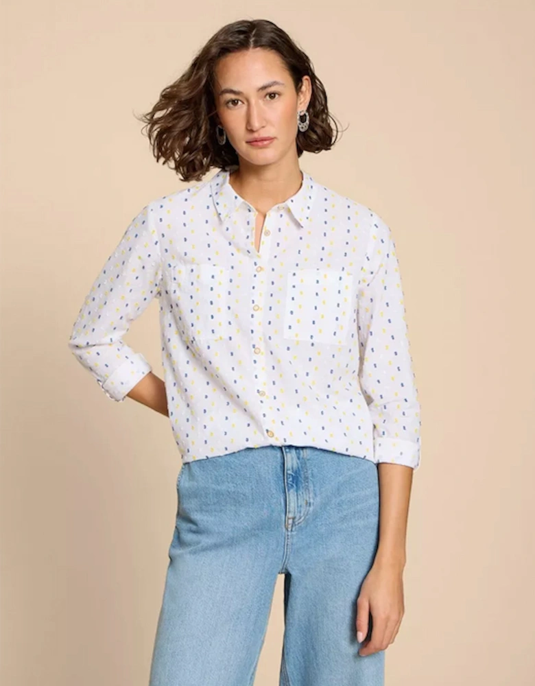 Women's Sophie Organic Cotton Shirt Ivory Multi