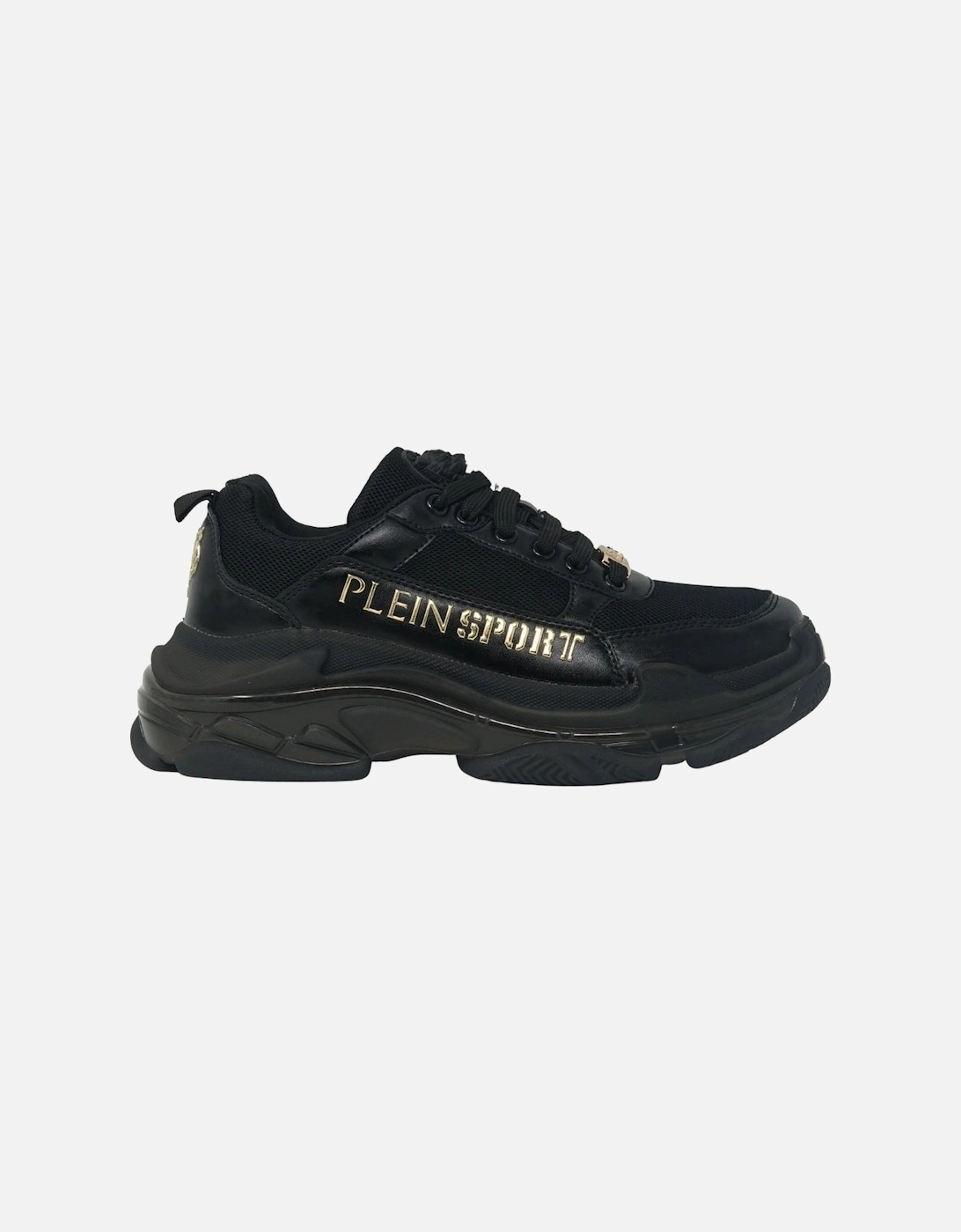 Plein Sport Gold Branded Logo Black Sneakers, 4 of 3