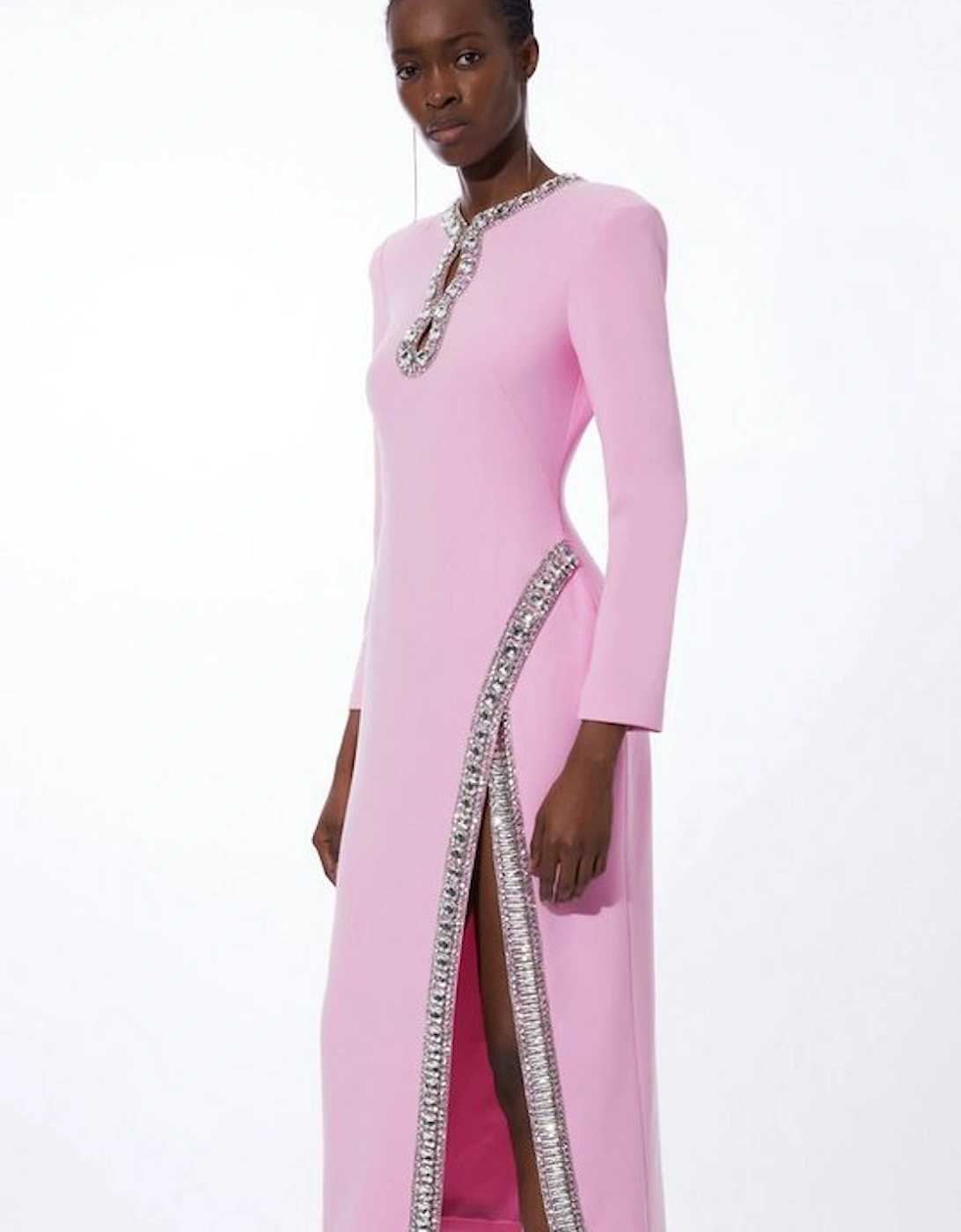 Petite Cut Out Embellished Woven Maxi Dress