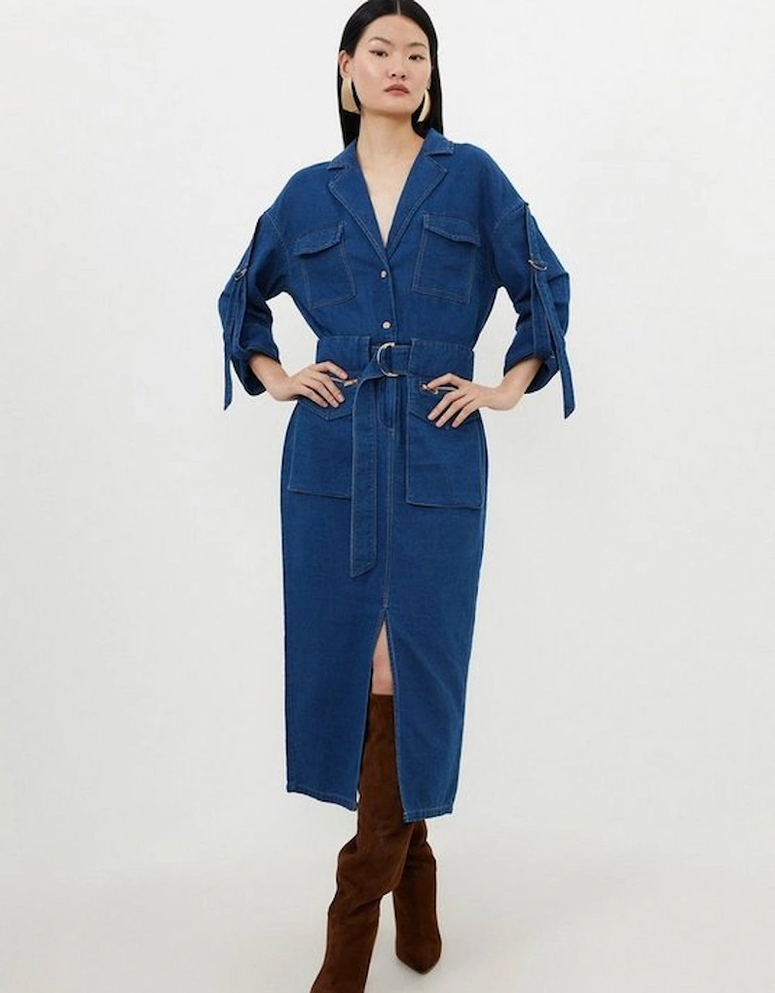 Tall Denim Woven Maxi Shirt Dress, 5 of 4