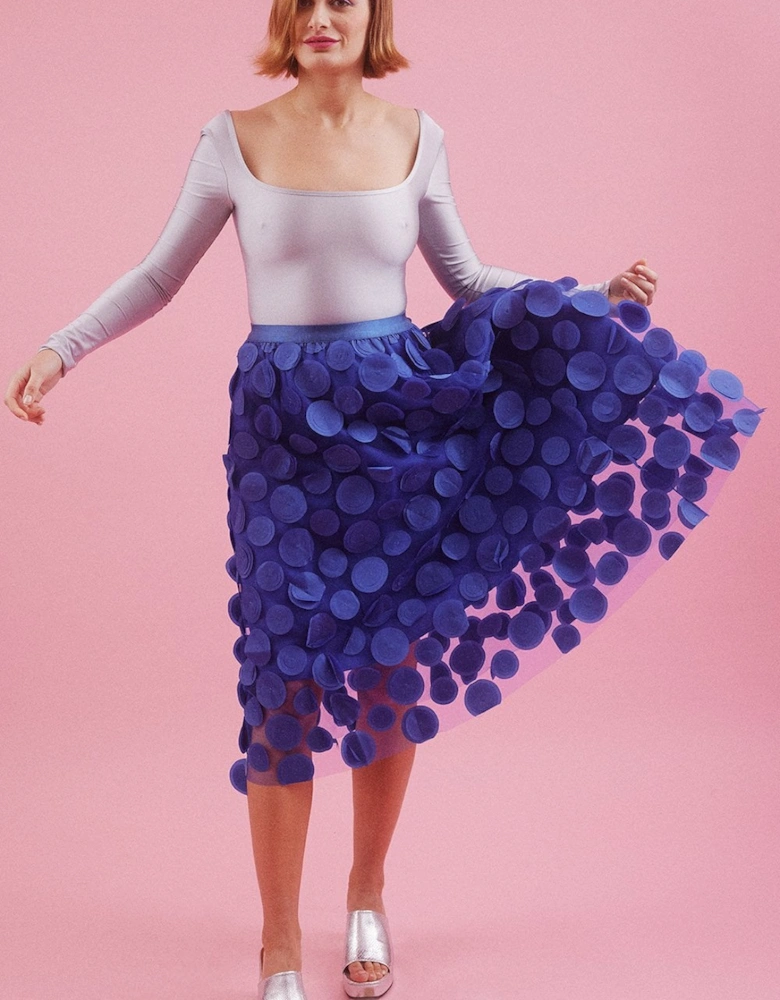 Blue Midi 3D Disc Skirt