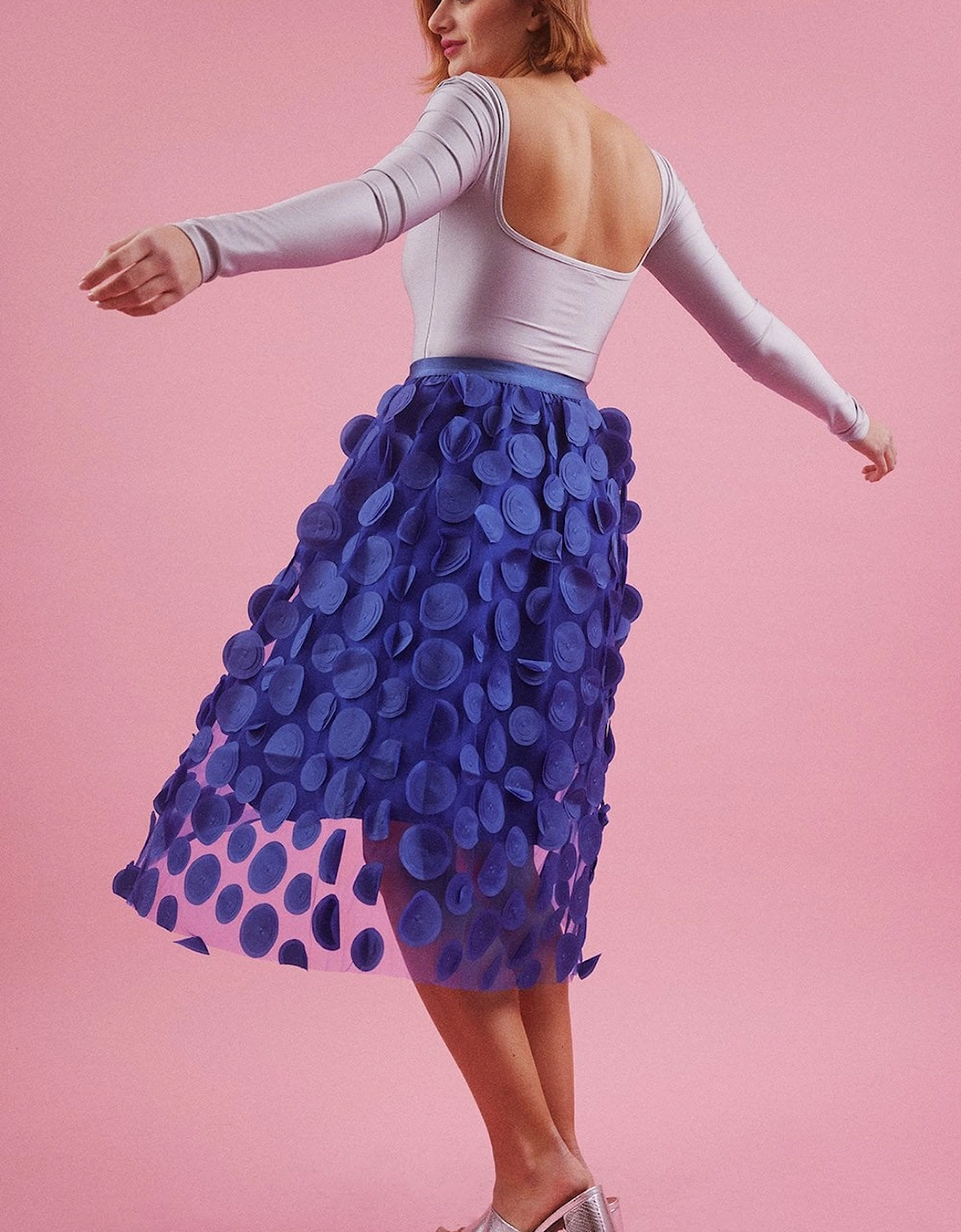 Blue Midi 3D Disc Skirt
