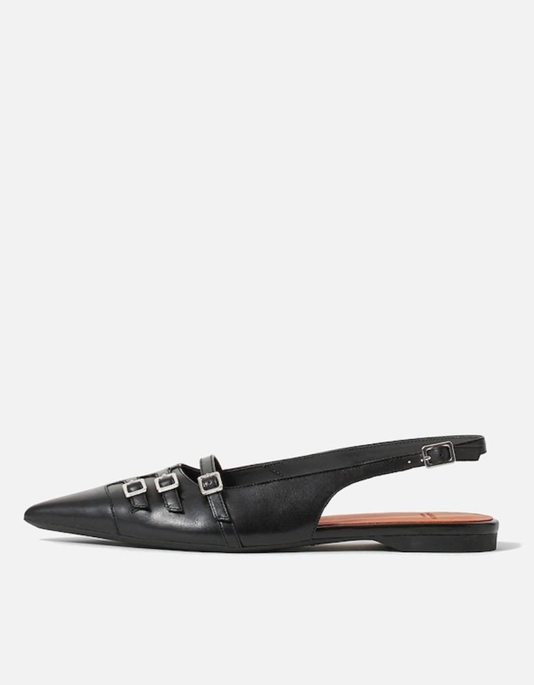 Women's Hermine Buckled Leather Pointed-Toe Flats