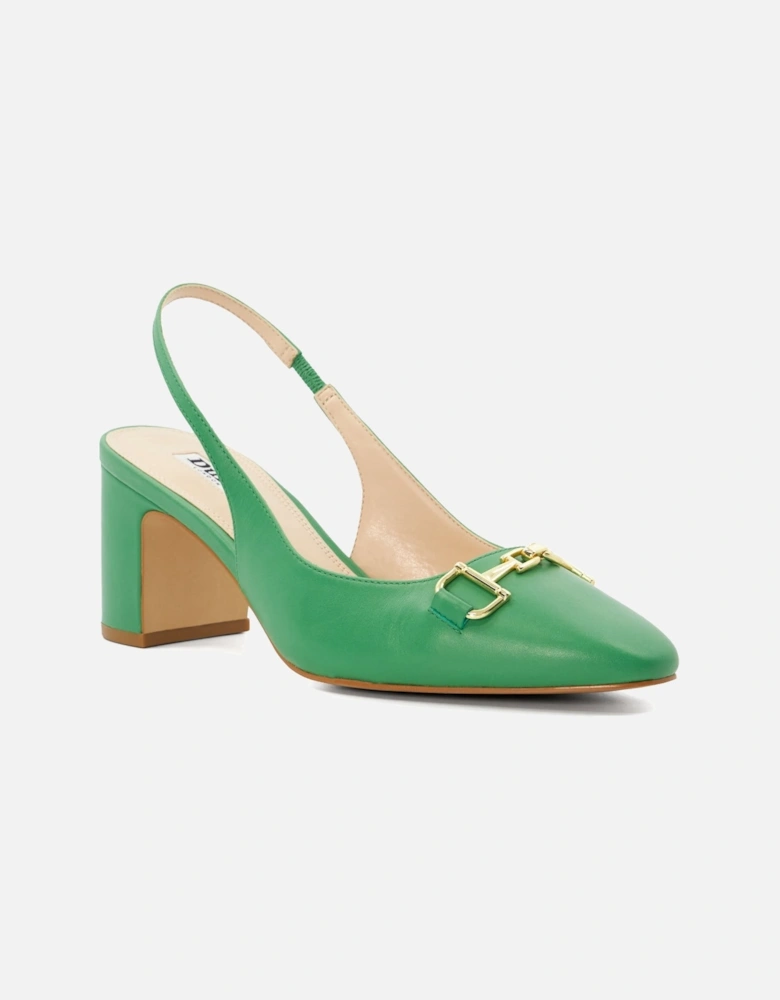 Ladies Detailed - Snaffle-Trim Heeled Slingback Courts