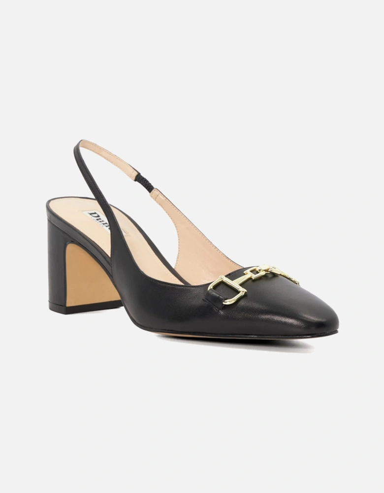 Ladies Detailed - Snaffle-Trim Heeled Slingback Courts