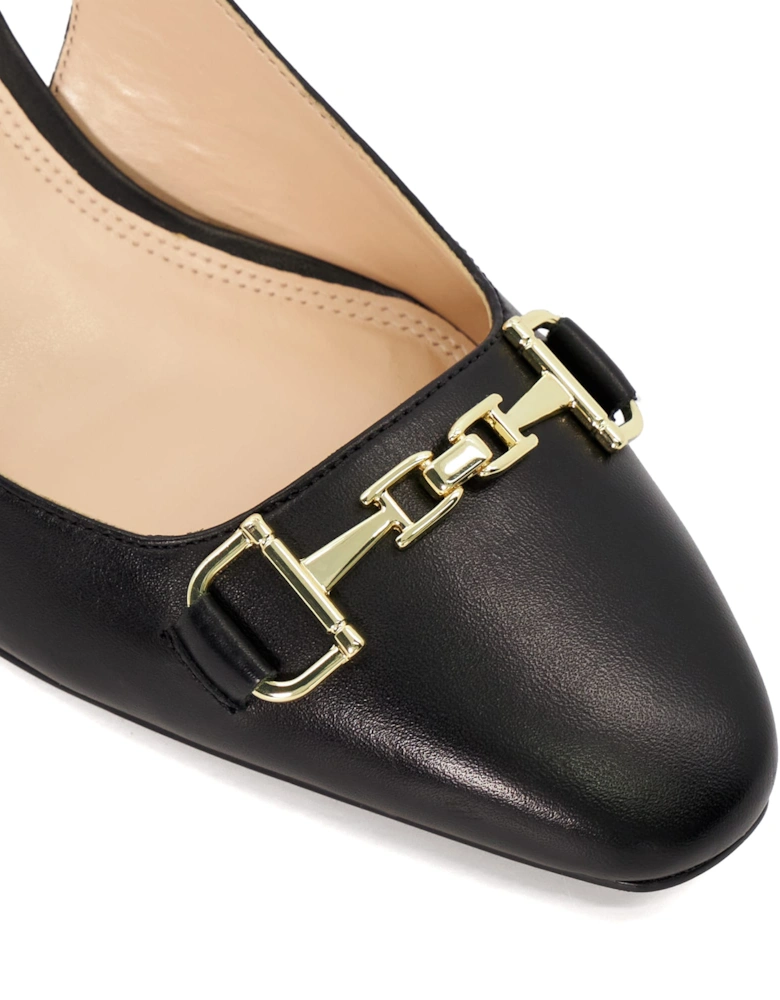 Ladies Detailed - Snaffle-Trim Heeled Slingback Courts