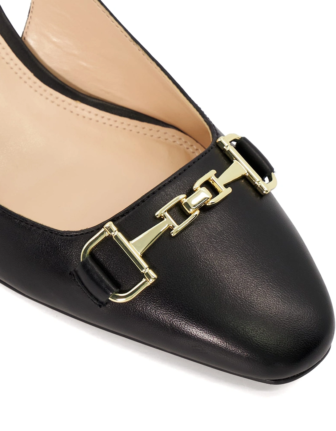 Ladies  Detailed - Wide Fit Snaffle-Trim Heeled Slingback Courts