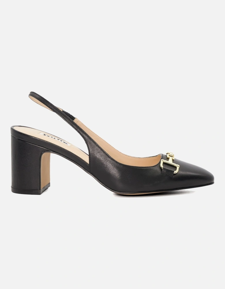 Ladies  Detailed - Wide Fit Snaffle-Trim Heeled Slingback Courts