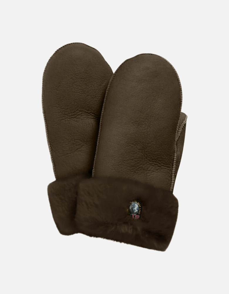 Shearling Mittens Chesnut Brown Grey Gloves