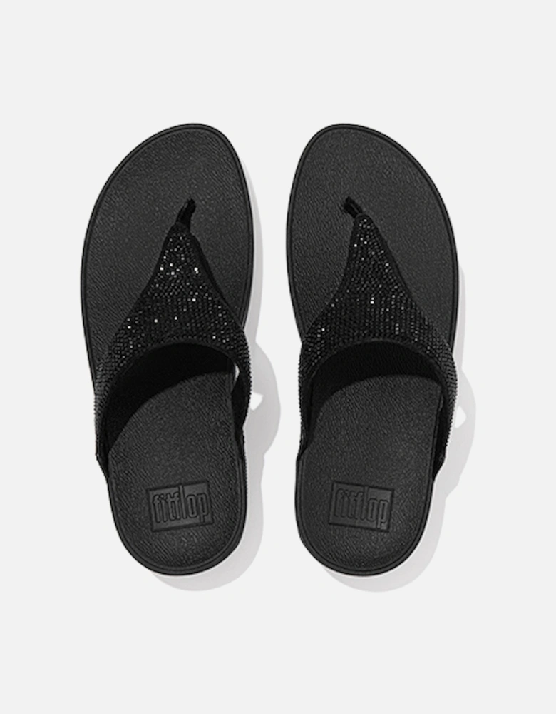 Women's Lulu Crystal Embellished Toe-Post Sandals All Black