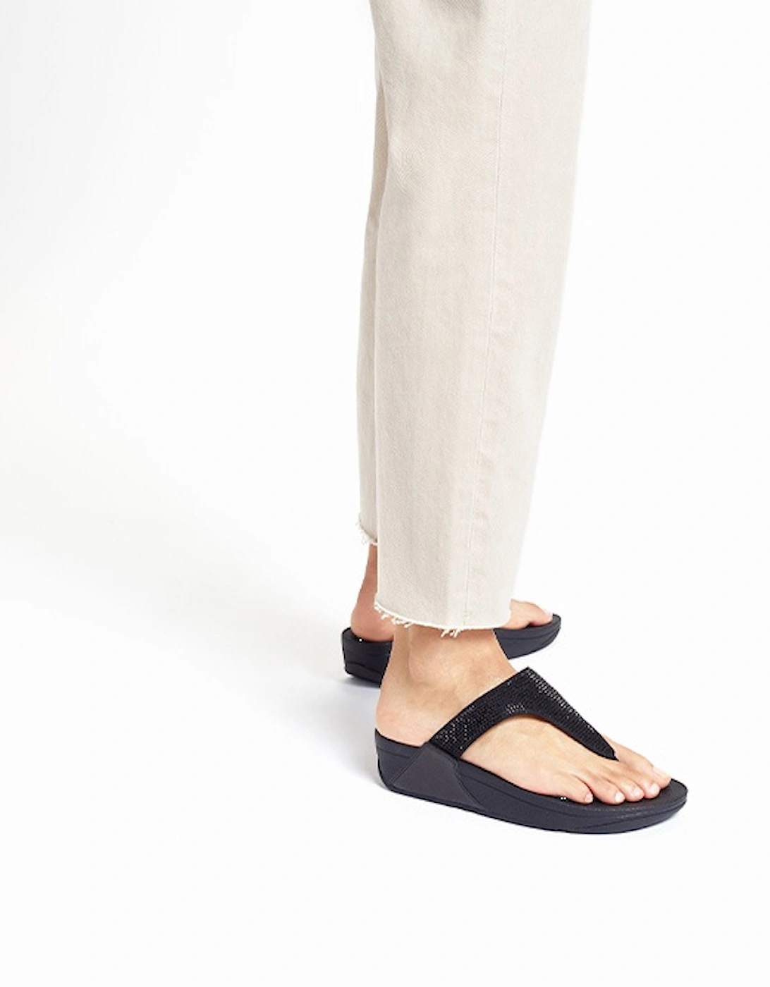 Women's Lulu Crystal Embellished Toe-Post Sandals All Black