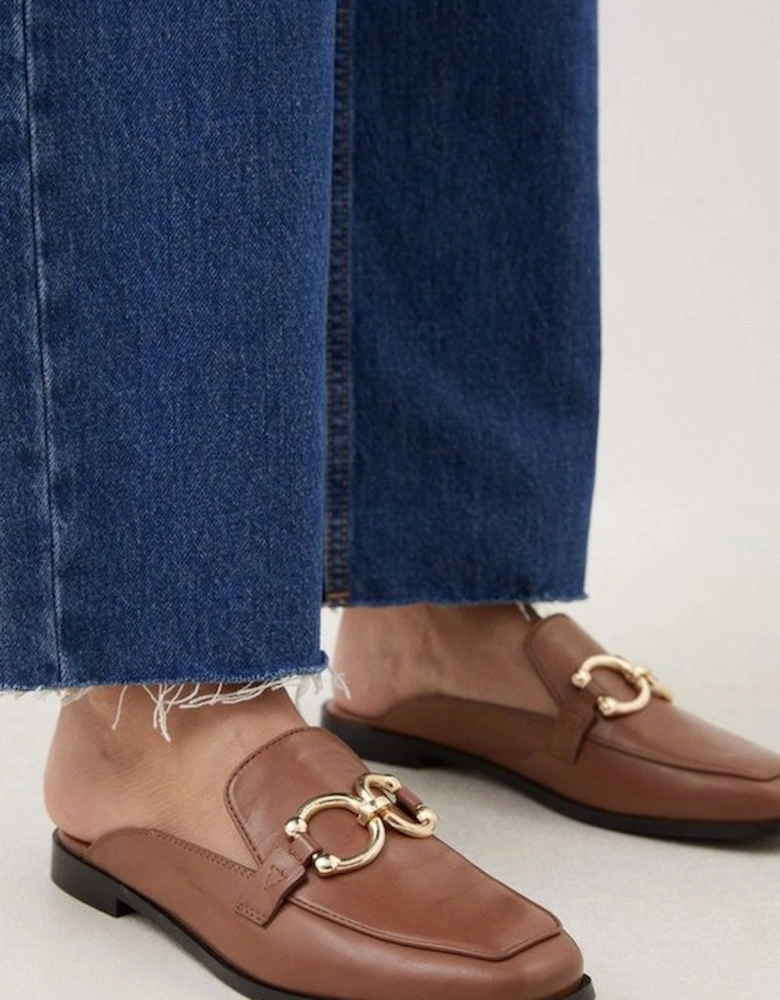 Leather Open Back Slip-on Loafer