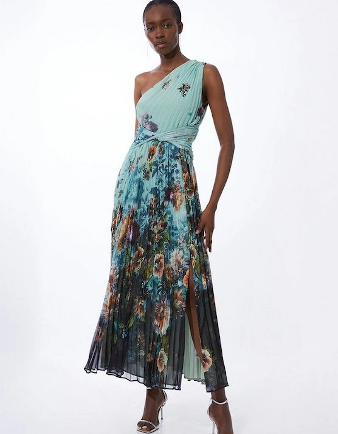 Tall Printed Pleated Yoryu Crinkle Woven Maxi Dress, 4 of 3