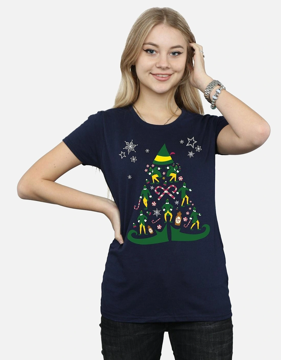 Womens/Ladies Christmas Tree Cotton T-Shirt