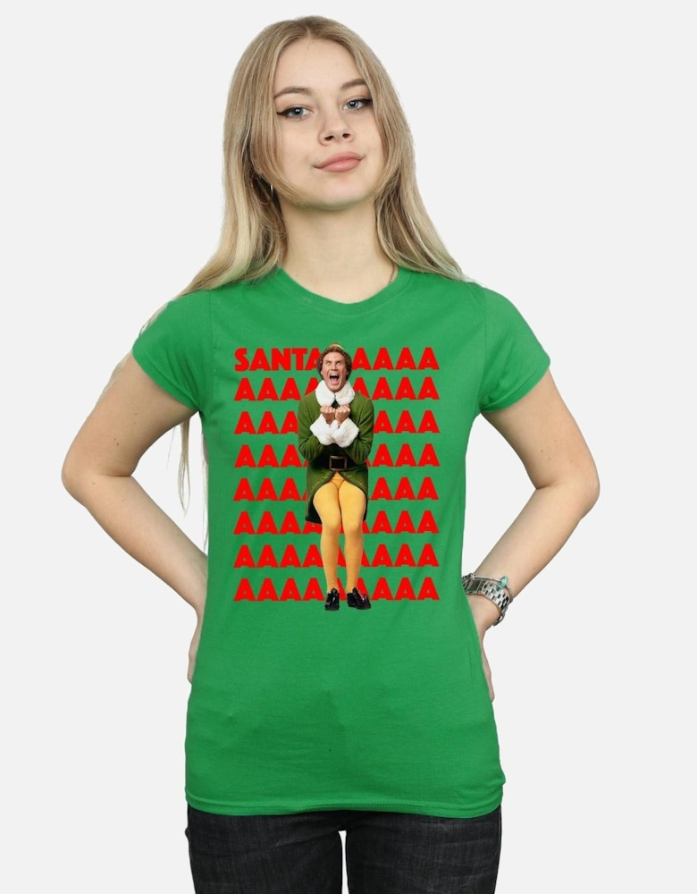 Womens/Ladies Buddy Santa Scream Cotton T-Shirt
