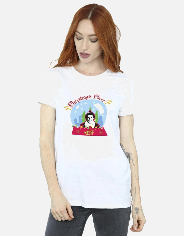 Womens/Ladies Christmas Snowglobe Cotton Boyfriend T-Shirt