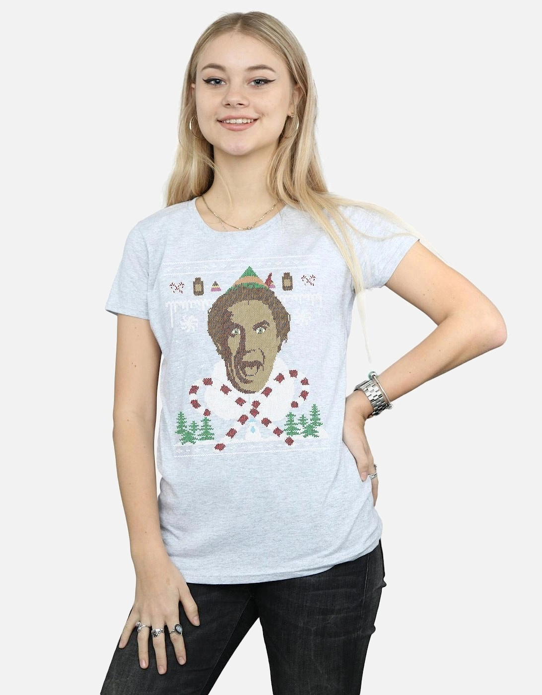 Womens/Ladies Christmas Fair Isle Cotton T-Shirt