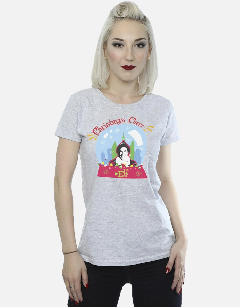Womens/Ladies Christmas Snowglobe Cotton T-Shirt